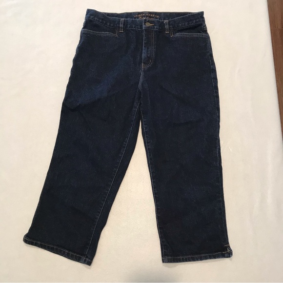 Lauren Jeans Co, classic mid calf, capris, blue denim, 10 - Picture 2 of 9